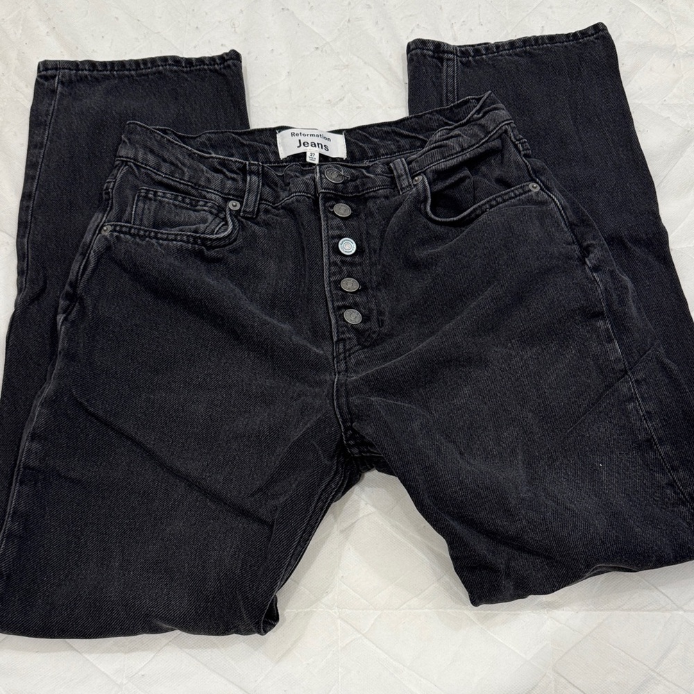 Reformation Charcoal Straight Leg Jeans